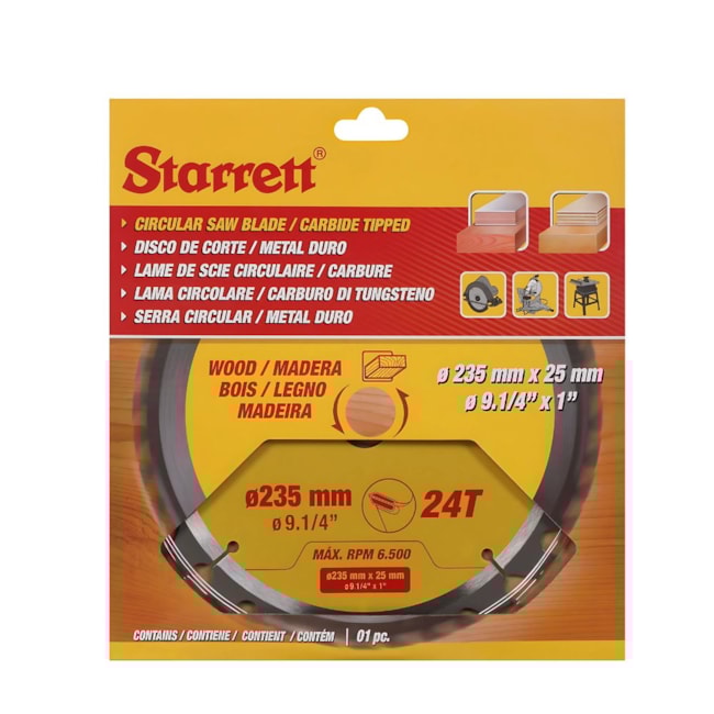 Serra Circular Metal Duro para Madeira 235 x 25mm 24 Dentes CCS235-24CW STARRETT-df9ca049-f346-4369-bd2a-9e703ecabb4e