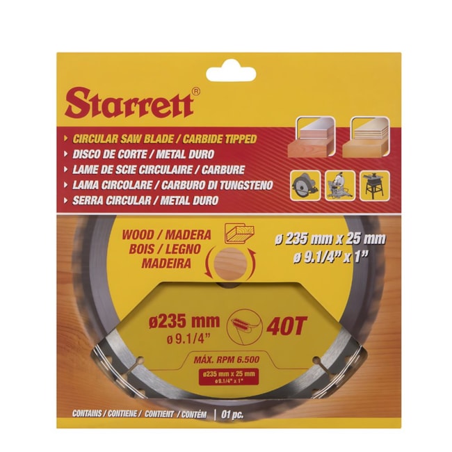 Serra Circular Metal Duro para Madeira 235 x 25mm 40 Dentes CCS235-40CW STARRETT-401858c2-9c16-4032-bae3-69a208b8f552