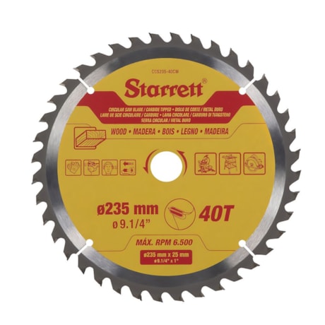 Serra Circular Metal Duro para Madeira 235 x 25mm 40 Dentes CCS235-40CW STARRETT