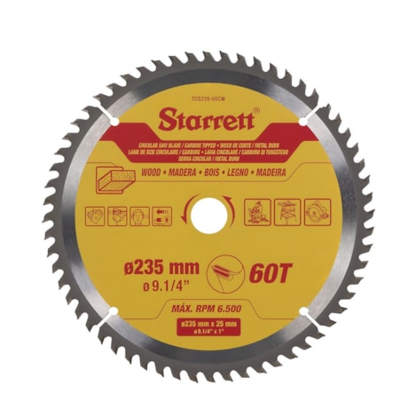 Serra Circular Metal Duro para Madeira 235 x 25mm 60 Dentes CCS235-60CW STARRETT-247a304f-bf86-48ff-b858-40d39267f521