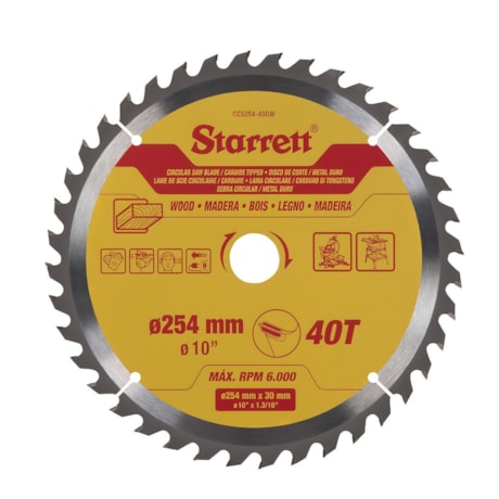 Serra Circular Metal Duro para Madeira 254 x 30mm 40 Dentes CCS254-40DW STARRETT