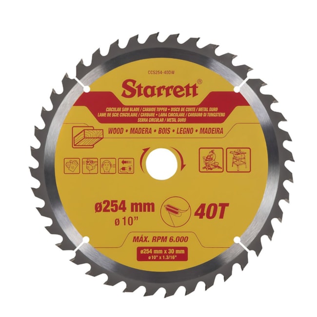 Serra Circular Metal Duro para Madeira 254 x 30mm 40 Dentes CCS254-40DW STARRETT-c49879ff-a0c2-466d-9dc9-6d2945d66c92