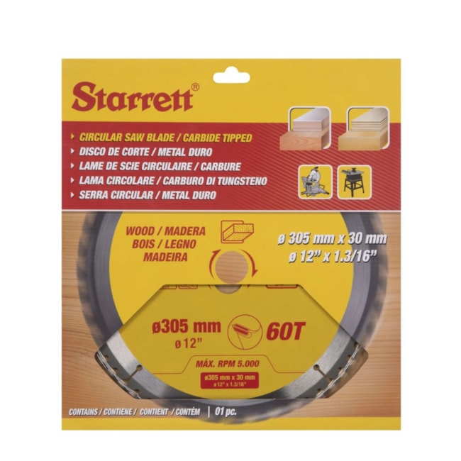 Serra Circular Metal Duro para Madeira 305 x 30mm 60 Dentes CCS305-60DW STARRETT-e3ab56c2-2661-4f24-9daf-dc98d2cc3f16