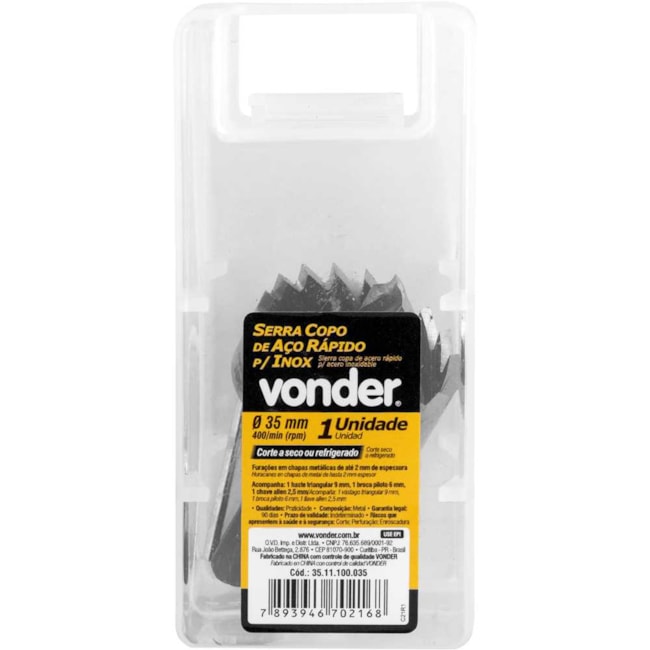 Serra Copo de Aço Rápido 35mm para Inox 3511100035 VONDER-71f08adc-a72e-4f30-bc9e-b2928ef1e4e8