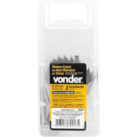 Serra Copo de Aço Rápido 38mm para Inox 3511100038 VONDER-7fdbdfdb-6d12-40fe-b6cb-079f19717303