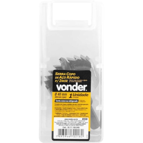 Serra Copo de Aço Rápido 40mm para Inox 3511100040 VONDER-d2af06ce-ca8d-4ba4-bcbe-10abb72abc5d