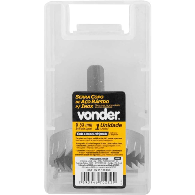 Serra Copo de Aço Rápido 53mm para Inox 3511100053 VONDER-b3e605ad-df6a-43b5-914a-67c4bf44348a