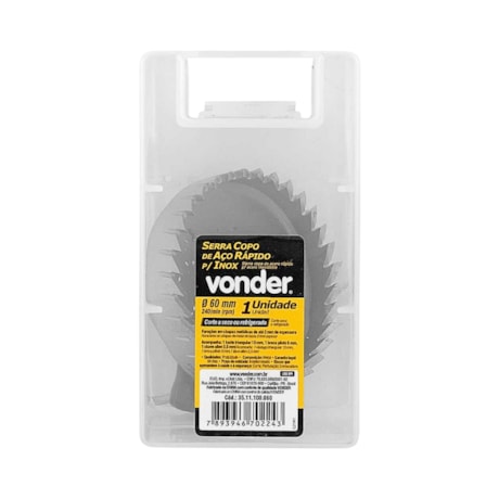 Serra Copo de Aço Rápido 60mm para Inox 3511100060 VONDER-144b3dba-3b69-4c5d-8df7-9a1e9121491d