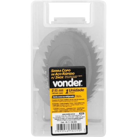 Serra Copo de Aço Rápido 65mm para Inox 3511100065 VONDER-a6dfd52e-2e9c-4dd1-afe8-ee4ee6df93f4