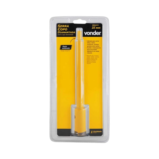 Serra Copo Diamantada 25mm com Haste 3617100025 VONDER-6092f7cc-4f01-40a7-92b7-dc167bd4b3ae