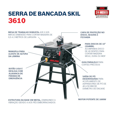 Serra de Mesa 1600W com Disco de 40 Dentes 3610 SKIL-7358c4be-f54e-4006-b37f-18b1d504a8b6