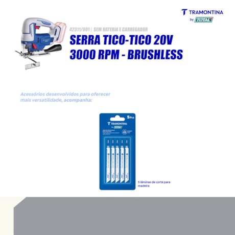 Serra Tico Tico 110mm 20V Sem Bateria Sem Carregador Brushless 42311/001 TRAMONTINA MASTER-0cc5acf9-f462-4160-9cbc-b71bf41b1c95
