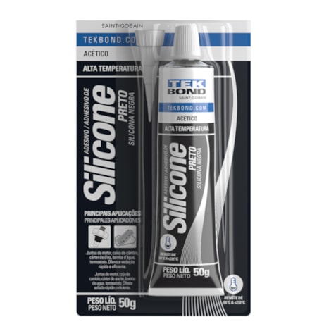 Silicone Acético para Alta Temperatura 50 Gramas Preto 22024001202 TEKBOND-c9125ab2-a4b6-48df-a1c2-e9ad21da30a8