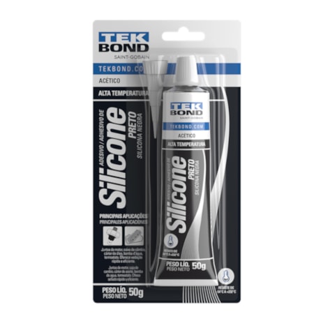 Silicone Acético para Alta Temperatura 50 Gramas Preto 22024001202 TEKBOND-05abe61f-bffe-4562-9974-b895662a5269