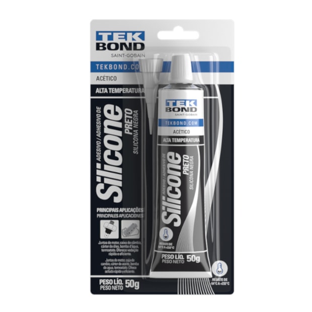 Silicone Acético para Alta Temperatura 50 Gramas Preto 22024001202 TEKBOND-ee23620a-4461-461d-8f68-f594f455becc