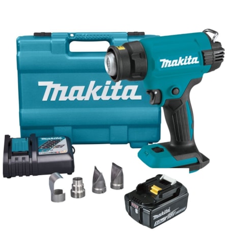 Soprador Térmico 18V 550c com 1 Bateria 5.0Ah Carregador Bivolt e Maleta DHG181RT MAKITA