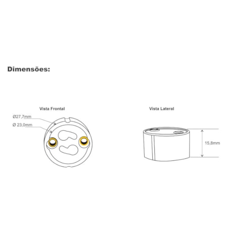 Soquete Base GU10 2A 250V com Rabicho para Lâmpada LED Dicroica MT1103 DECORLUX