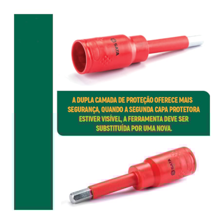 Soquete Bit Hexagonal Isolado 1000V VDE 6MM Encx 1/2