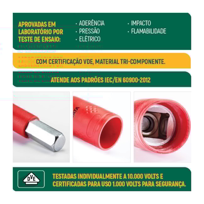 Soquete Bit Hexagonal Isolado 1000V VDE 8MM Encx 1/2