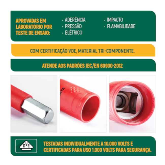 Soquete Bit Hexagonal Isolado 10mm 1/2 Isolado 1000V VDE ST24405IEC SATA-b5cd006f-1446-44bf-84f3-cc713422f435