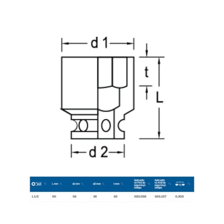 Soquete de Impacto Sextavado 1.1/2