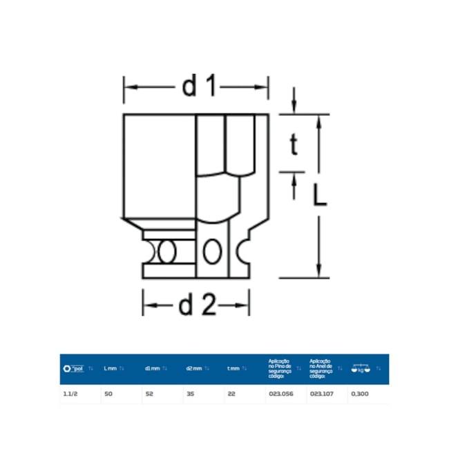Soquete de Impacto Sextavado 1.1/2