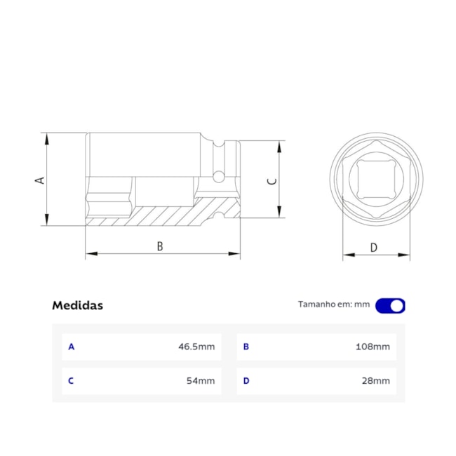 Soquete de Impacto Sextavado 1