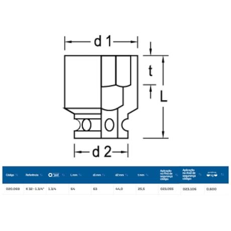 Soquete de Impacto Sextavado 1.3/4