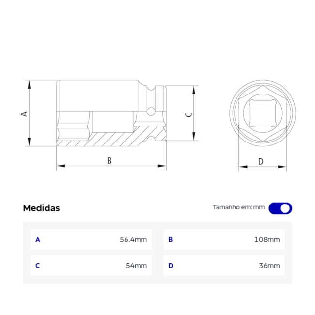 Soquete de Impacto Sextavado 1
