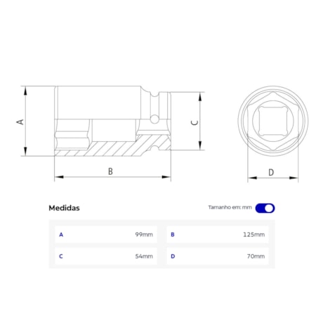 Soquete de Impacto Sextavado 1