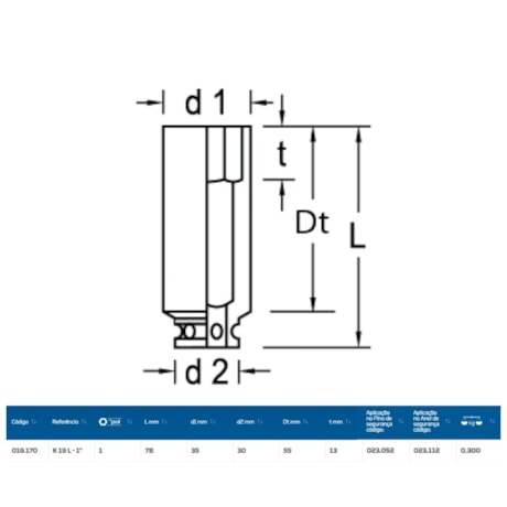 Soquete de Impacto Sextavado 1