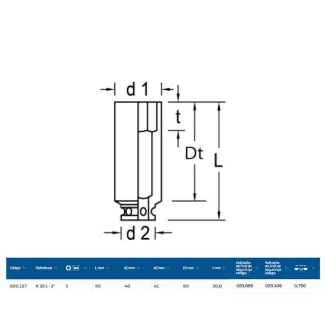 Soquete de Impacto Sextavado 1