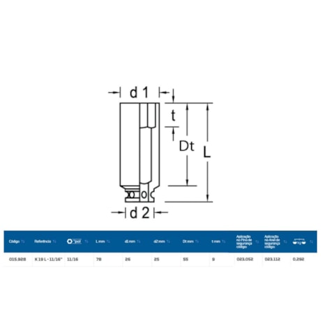 Soquete de Impacto Sextavado 11/16