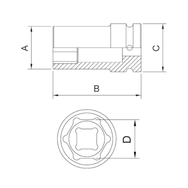 Soquete de Impacto Sextavado 13mm Longo Encx 1/2