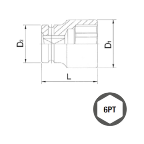 Soquete de Impacto Sextavado 31mm 3/4