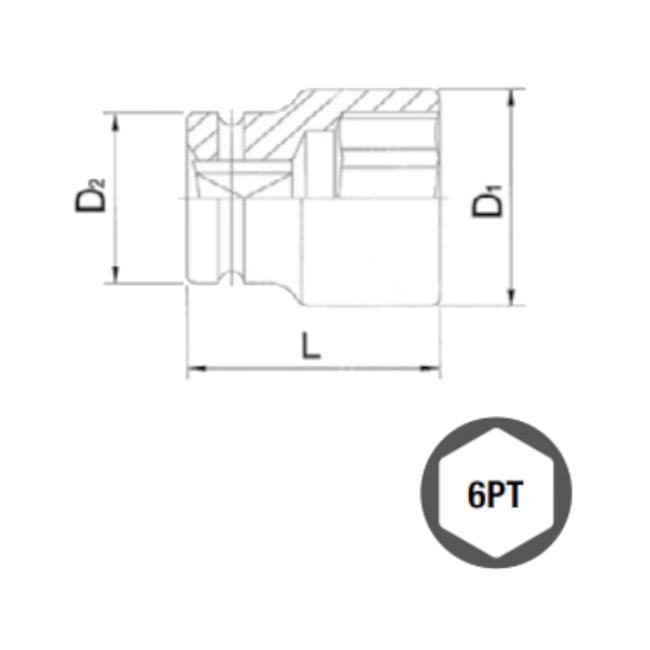 Soquete de Impacto Sextavado 31mm 3/4