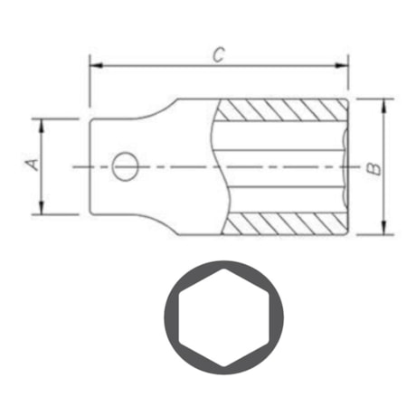 Soquete de Impacto Sextavado 50mm 3/4