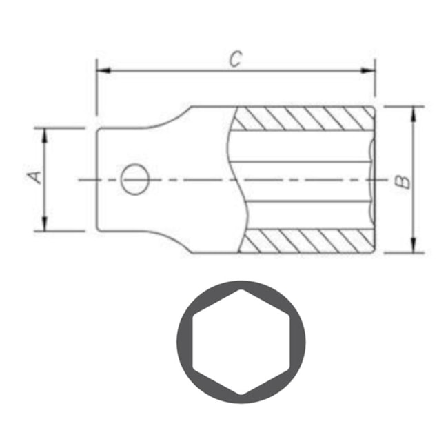 Soquete de Impacto Sextavado 50mm 3/4