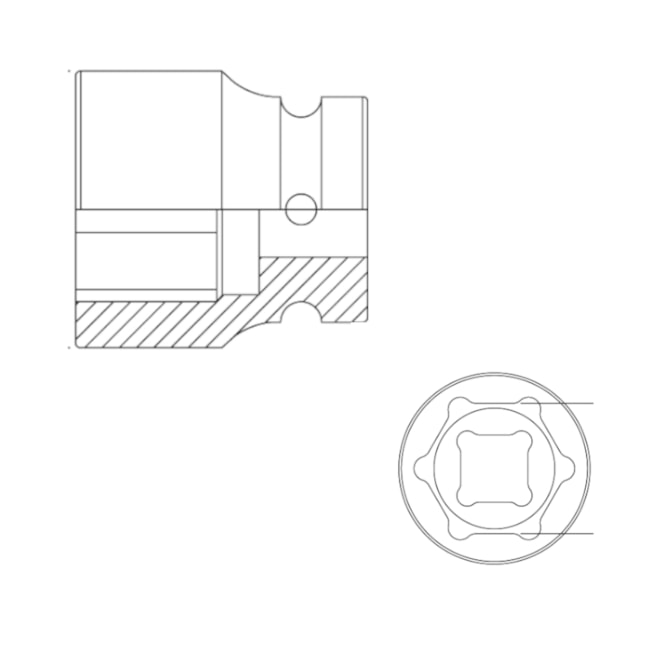 Soquete de Impacto Sextavado de 1