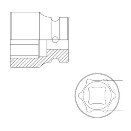 Soquete de Impacto Sextavado de 13mm com Encaixe 1/2