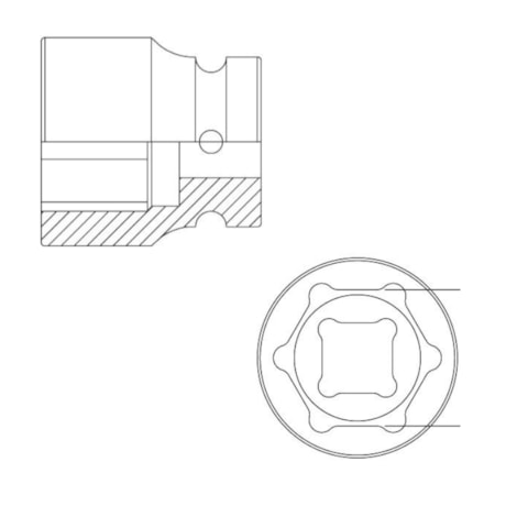 Soquete de Impacto Sextavado de 22mm Encaixe 1/2