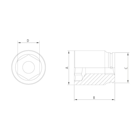 Soquete de Impacto Sextavado Longo 1.1/2'' 55mm 44939/055 TRAMONTINA PRO