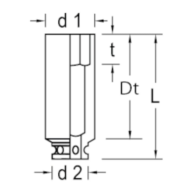 Soquete de Impacto Sextavado Longo 19mm Encaixe 3/4