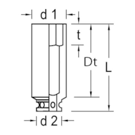 Soquete de Impacto Sextavado Longo 22mm Encaixe 3/4