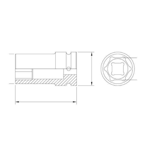 Soquete de Impacto Sextavado Longo 3/4
