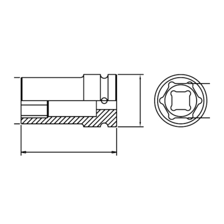 Soquete de Impacto Sextavado Longo 38mm Encx 3/4