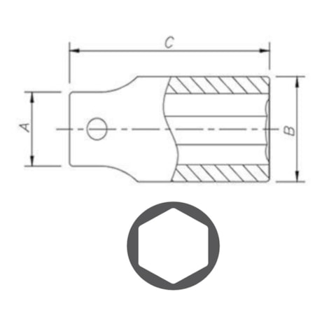 Soquete de Impacto Sextavado Longo 7/8