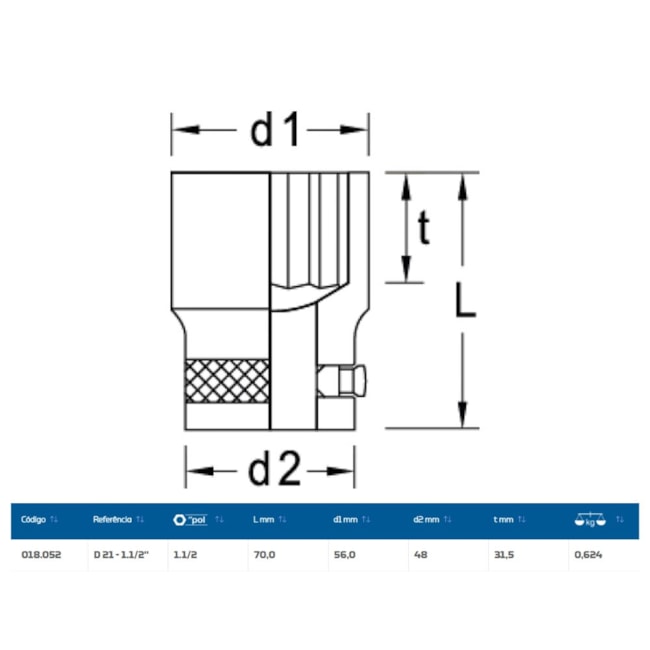 Soquete Estriado 1.1/2