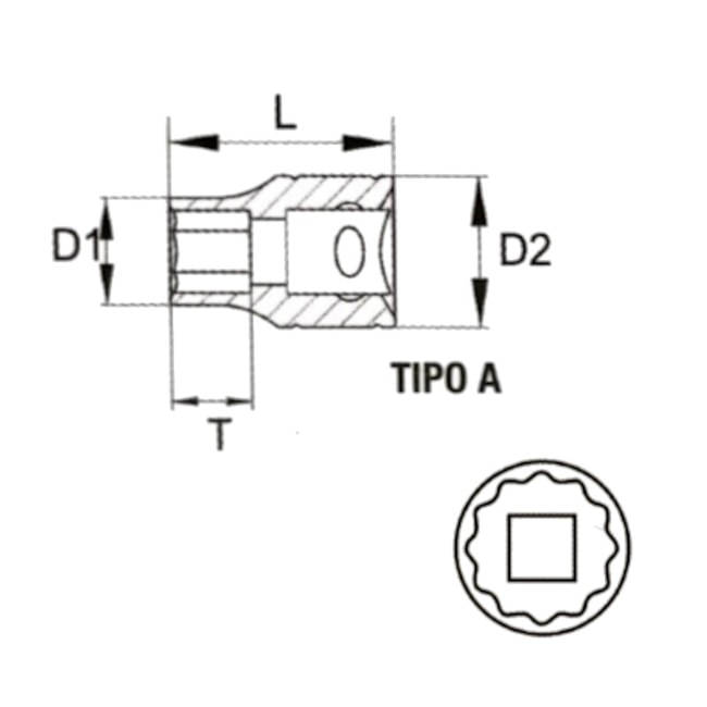 Soquete Estriado 10 mm com Encaixe de 1/2