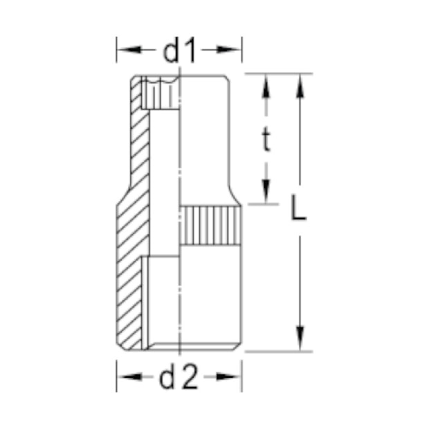 Soquete Estriado 10 mm Encaixe 1/4